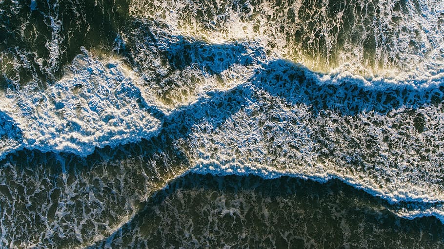 sea waves, forming, bubbles, daytime, beach, sea, ocean, water, nature, coast