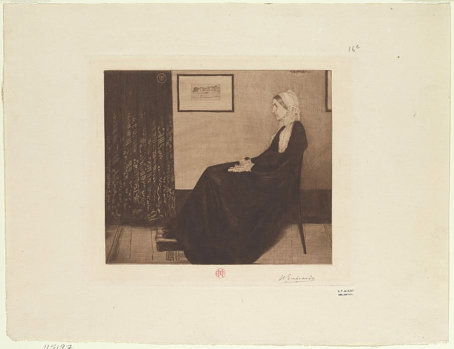 Madame Whistler, James Mcneill Whistler, artista 1834-1903, henri-charles guérard, 1846-1897 grabador, imagen de bstill, impresión, 1883, grabado, anna mathilda mcneill 1804-1881