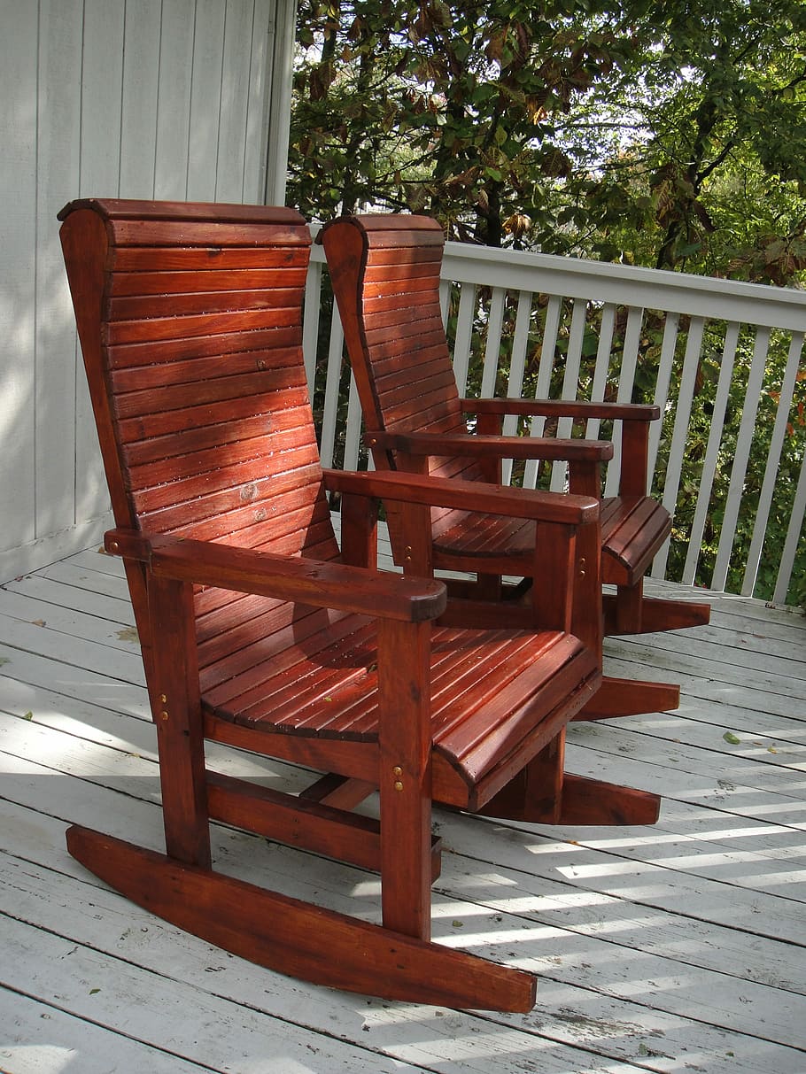 Rocking, Chairs, Porch, Afternoon, rocking chairs, furniture, chair, wood - material, empty, rocking chair