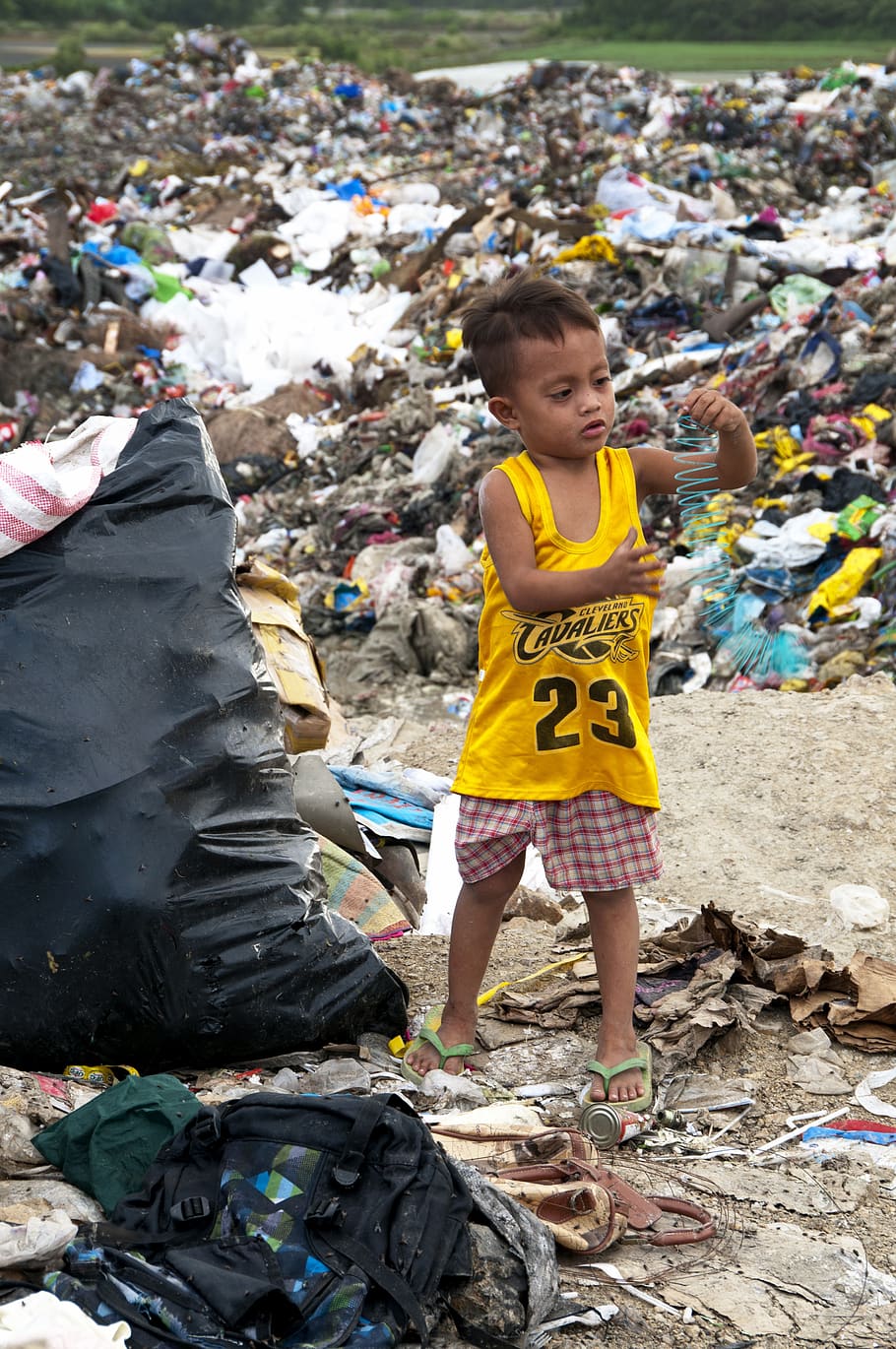 garbage, plastic, philippines, cebu, poverty, child, play, recycling, garbage collection, plastic waste