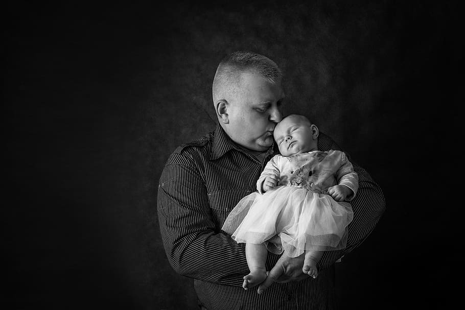 dad, daughter, love, child, childhood, baby, young, newborn, innocence, indoors