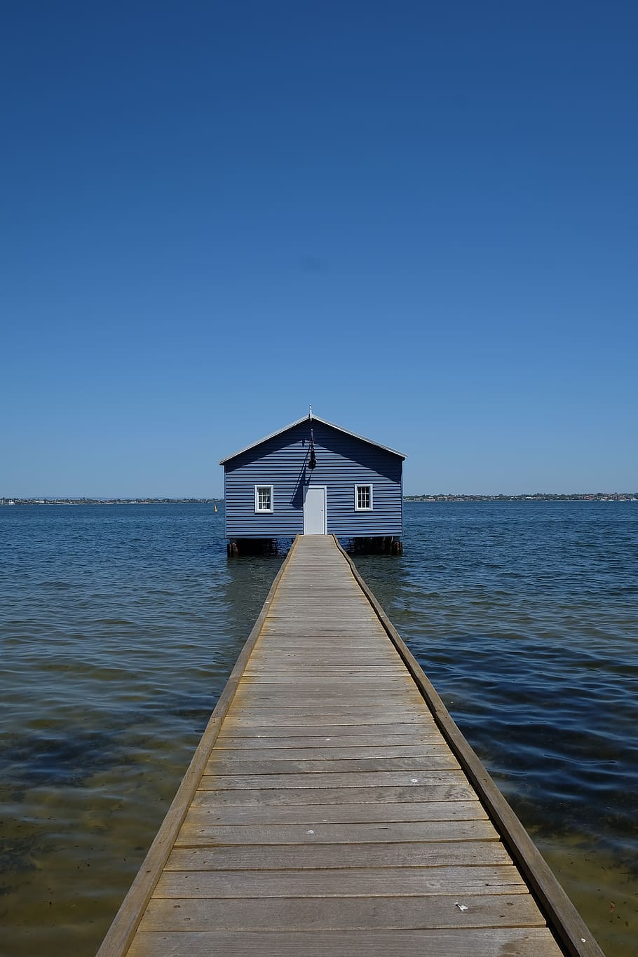 perth, boat house, blue boat house, water, sky, crawley edge, travel, portrait, architecture, built structure
