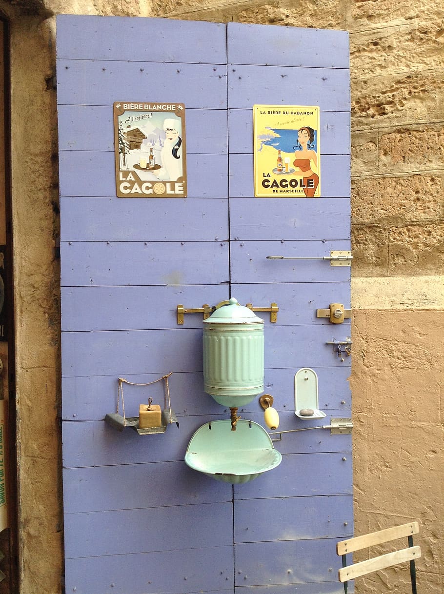marseille, basket, cagole, pane, lavender, wall - building feature, communication, blue, container, built structure