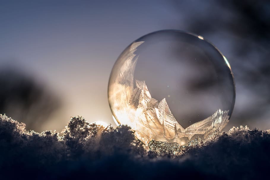 selective, snow flakes bubble, snow, flakes, bubble, soap bubble, frozen, frozen bubble, eiskristalle, winter