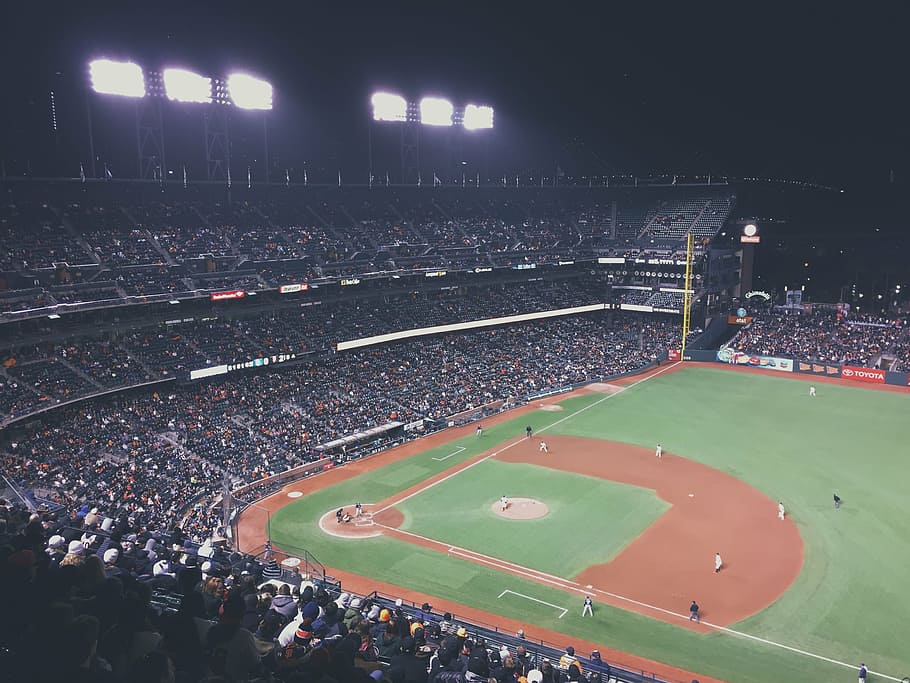 stadion baseball, baseball, lapangan, stadion, berlian, kerumunan, orang-orang, penonton, olahraga, atlet