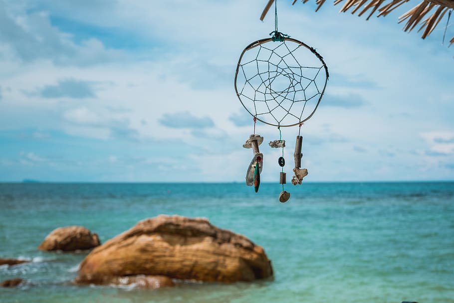 dream catcher, sea, blue, turquoise, water, ocean, nature, background, sky, tropical
