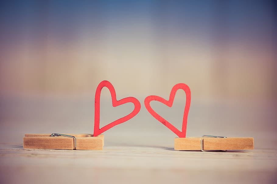 Valentine's Day, heart, art, clothespegs, shape, wallpaper, wood, valentine, red, heart shape