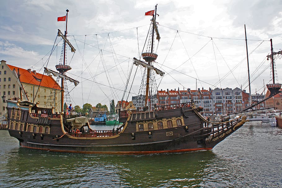 gdansk, ship, pirate, poland, tourism, sea, ships, harbor, boat, city