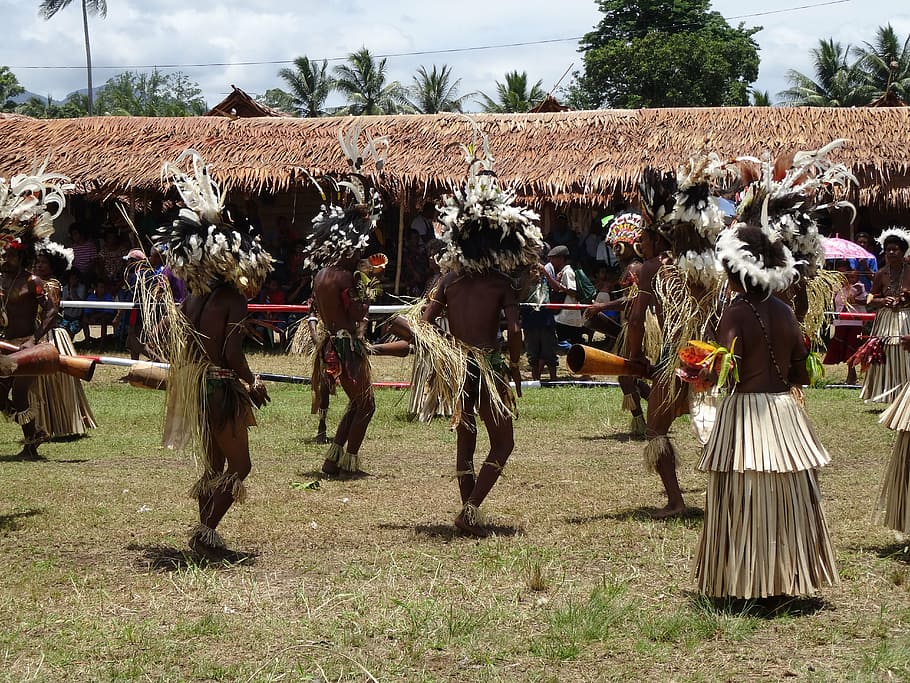nativo, baile americano, campo, papua nueva guinea, celebraciones, bailes, guerreros, tribales, bailarines, tribu