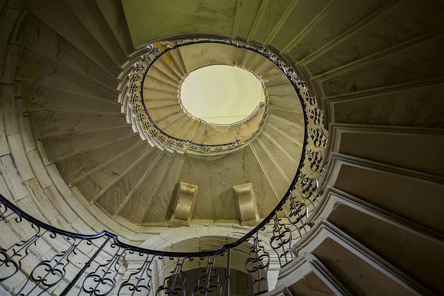 Staircase, Circular, Curve, Design, stairway, stone, shape, steps and staircases, spiral, steps