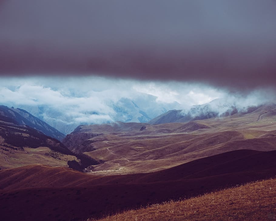 stormy, weather, grey, clouds, storm, rough, landscape, bad weather, mountains, scenics - nature