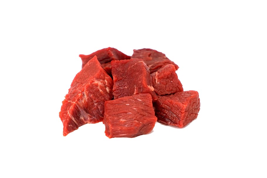 meat, beef, red, fresh, food, minced meat, eat, raw, white background, studio shot