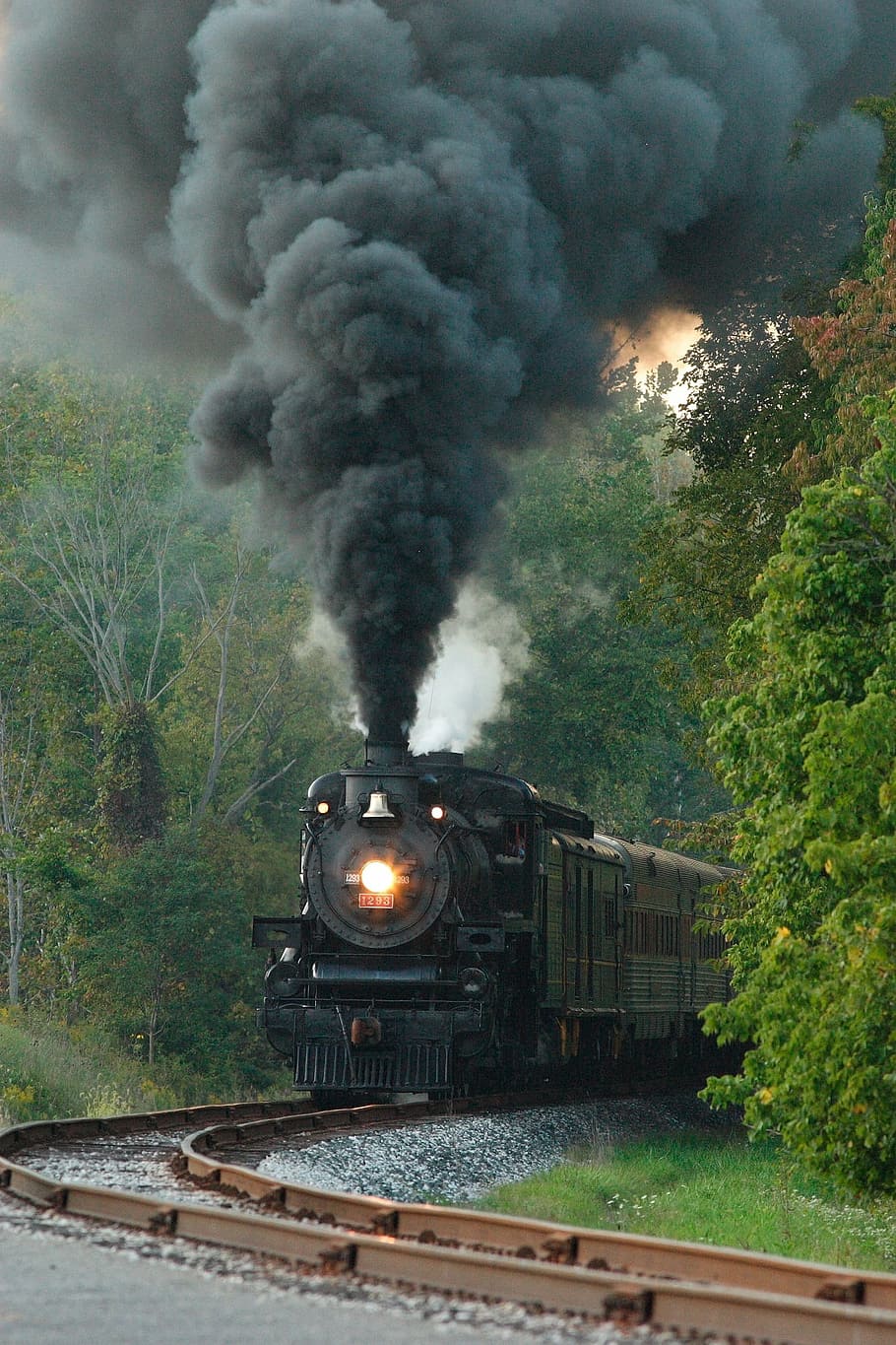 vendimia, tren de carbón, ferrocarril, locomotora de vapor, motor, tren, viajar, antiguo, retro, fumar