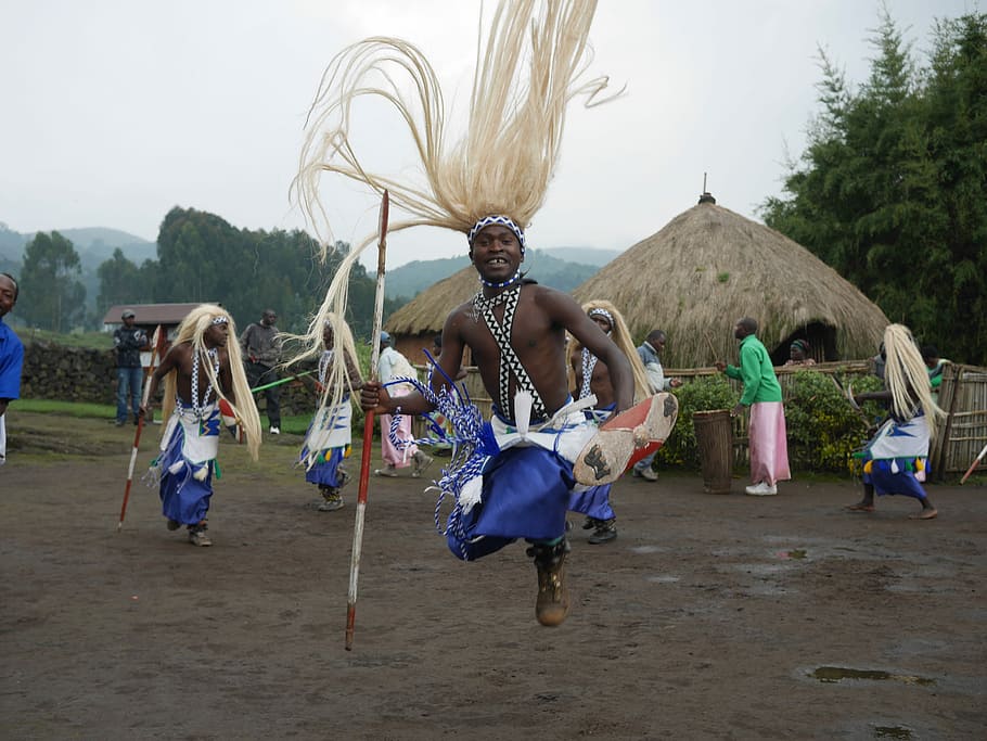 tribal, hombre bailando, tribu, Ruanda, África Oriental, Turismo, África, danza, al aire libre, pueblo