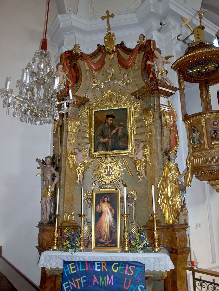 blindenmarkt, hl anna, igreja, altar, áustria, interior, religiosa, adoração, decoração, representação