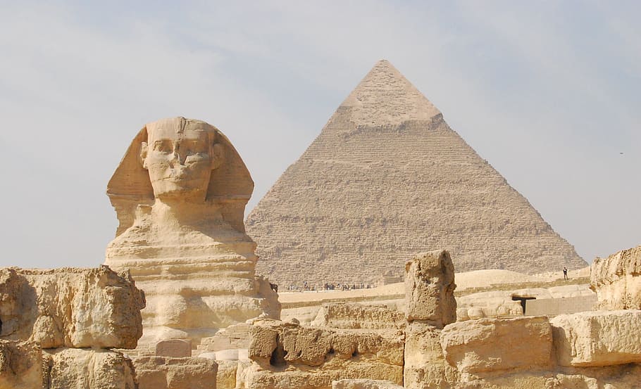 egypt, pyramid, sphinx, history, architecture, the past, travel destinations, sky, built structure, ancient civilization