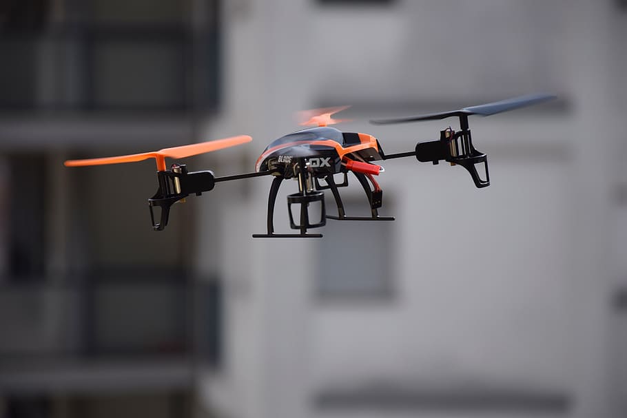 orange, black, quadcopter drone, air, drone, rc, blade 180 qx hd, quadrocopter, toys, rotors