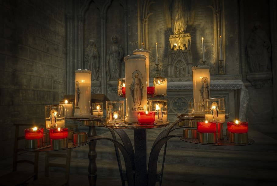 candles, church, prayer, candlelight, religion, faith, meditation, lights, glow, the church