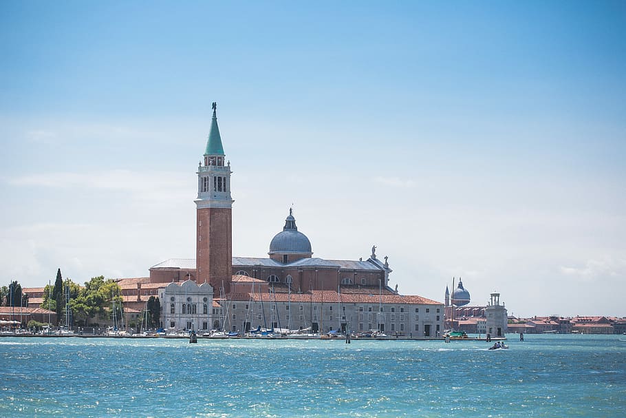 san giorgio maggiore island, venice, italy, San Giorgio Maggiore, Island, Venice, Italy, architecture, city, cloudless, europe