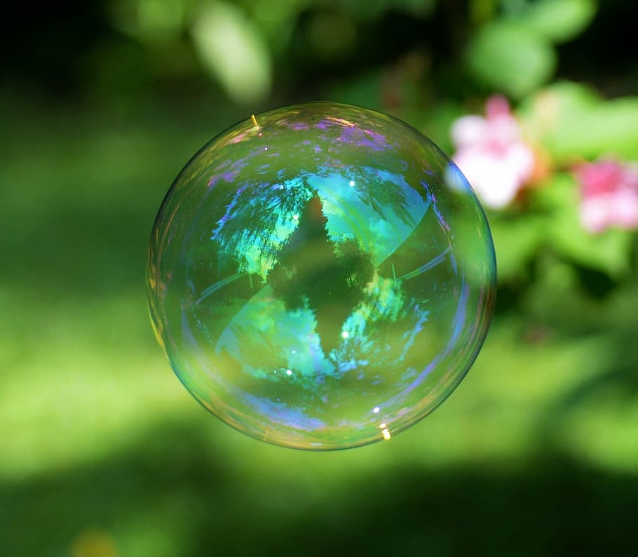 burbuja transparente redonda, burbuja de jabón, colorido, bola, agua jabonosa, hacer burbujas de jabón, flotar, reflejo, burbuja, esfera