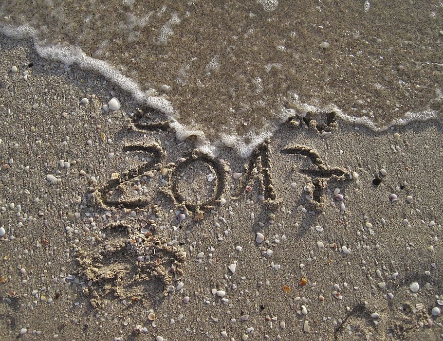 2017年, 砂, 大晦日, ビーチ, 新年, 新年のご挨拶, 年末年始, 年, 記号, 自然