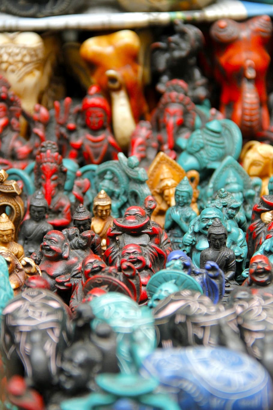riendo, buda, elefantes, escultura, figurilla, figura, feliz, asiático, budismo, budista