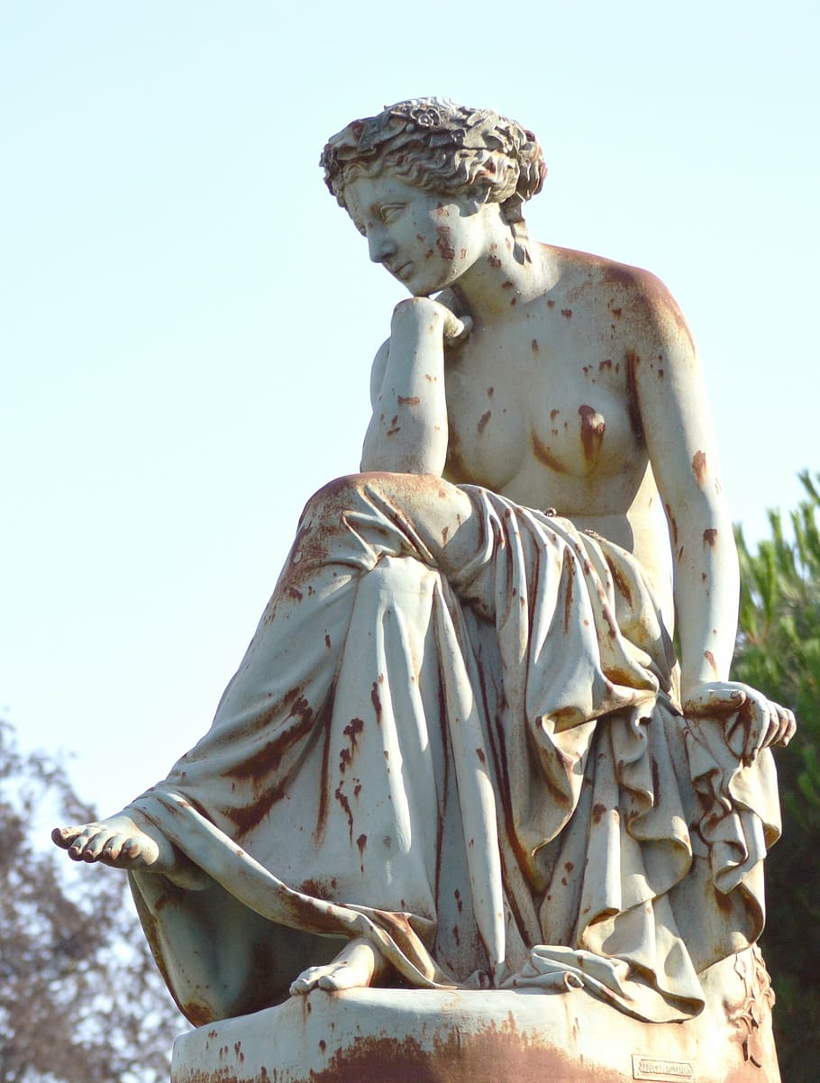 estátua, ferro fundido, devaneio, contagem nobre, 1867, orleans, arte, escultura, arquitetura, lugar famoso