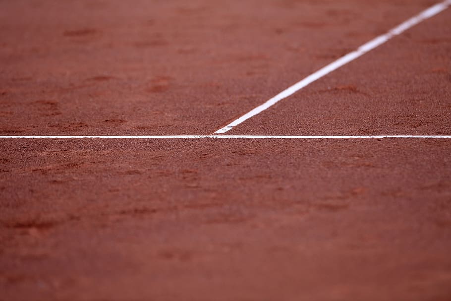 tennis court, clay court, lines, sport, selective focus, track and field, court, competition, tennis, outdoors