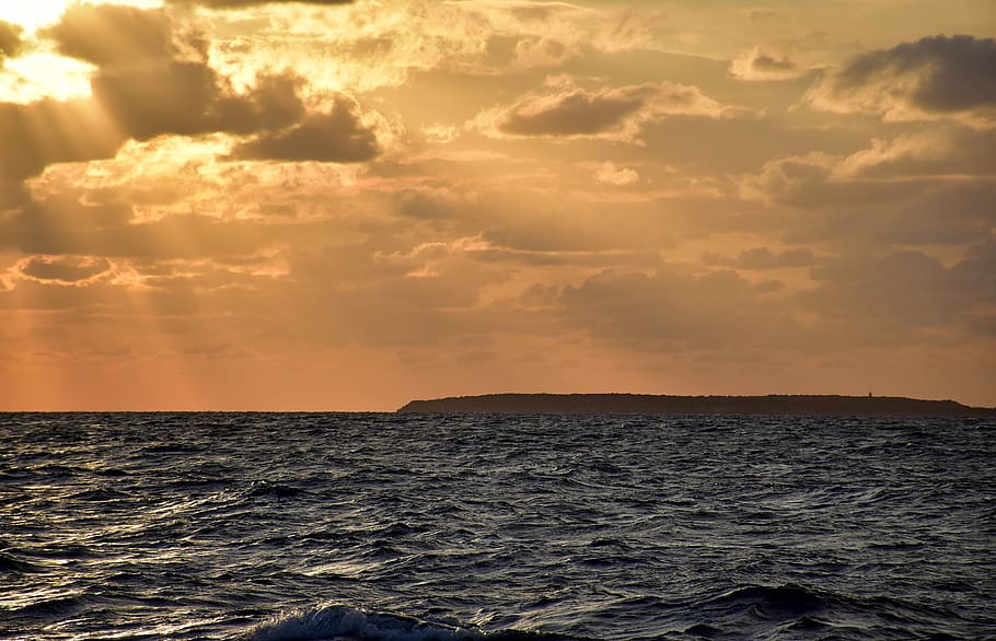ionian sea, sunset, sea, greek, sky, the horizon, clouds, island, beauty in nature, water