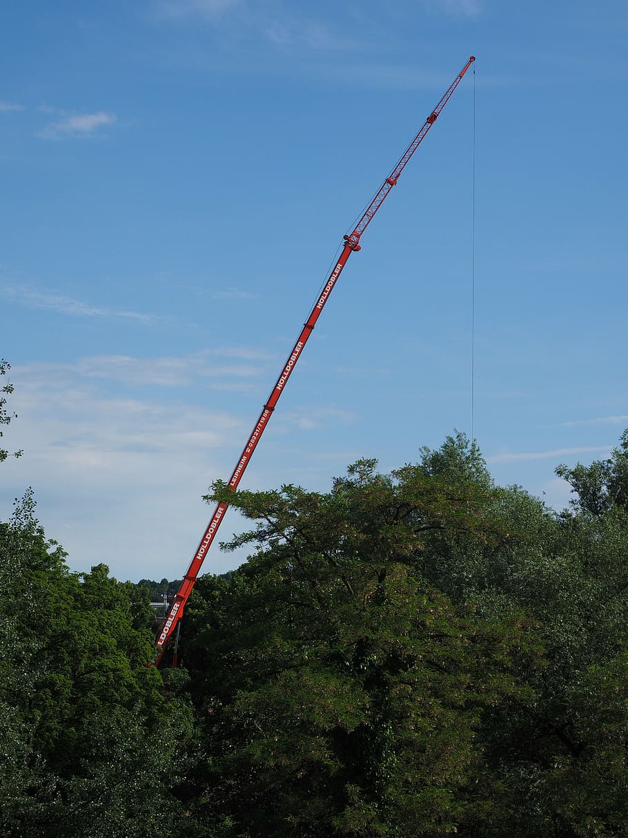 crane, baukran, load crane, boom, large, high, long, load lifter, mobilkran, telescopic arms