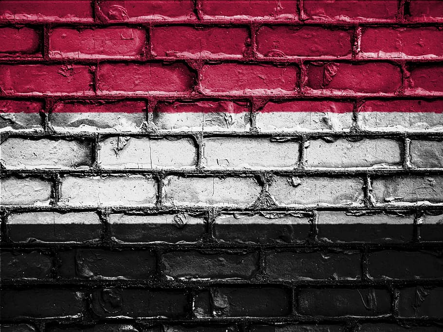 깃발, 기치, 국가, 상징, 전국의, 애국심이 강한, 애국심, 벽, 예멘, 풀 프레임