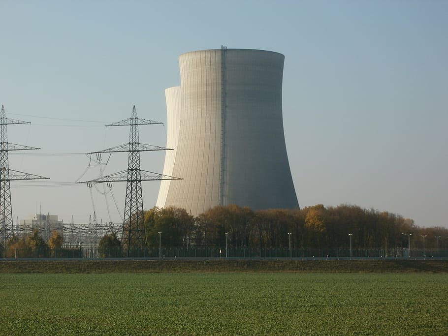 two, black, electric, towers, nuclear power plant, philippsburg, energy, industry, electricity, symbol