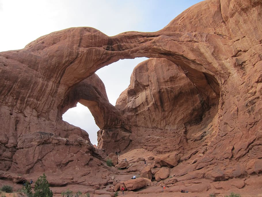 arches, double arch, canyonland, double, utah, moab, scenic, usa, sandstone, national