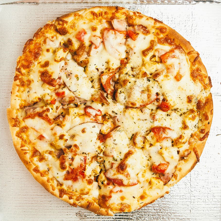 pizza de queso, blanco, caja de cartón, pizza, comida, almuerzo, comida rápida, comida chatarra, cena, deliciosa