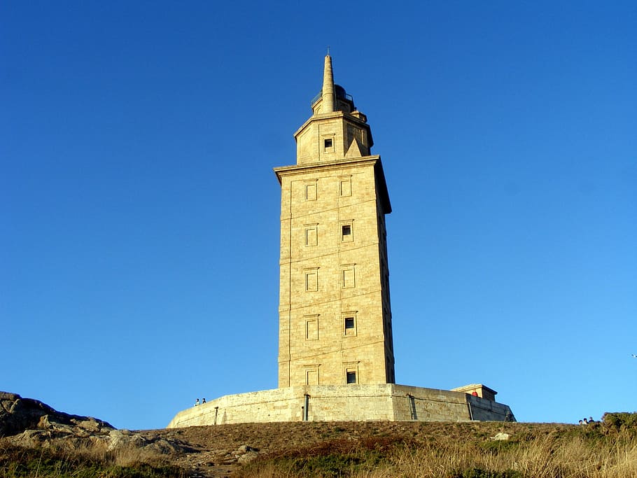 tower, construction, monument, spain, old building, architecture, lighthouse, coruña, hercules, corunna