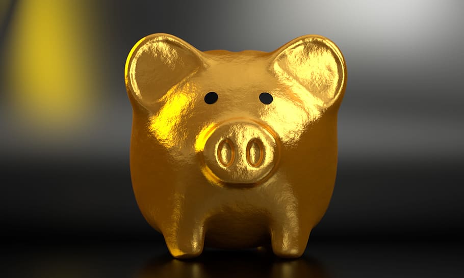 patung babi emas, celengan, bank, uang, keuangan, bisnis, perbankan, mata uang, uang tunai, babi