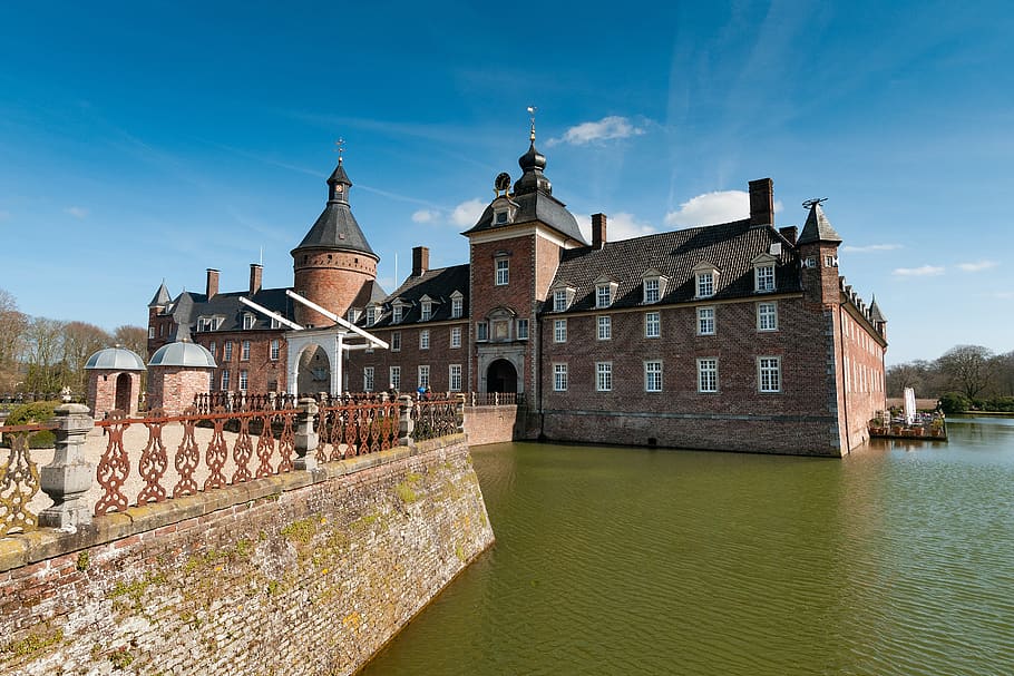 castle, anholt, niederrhein, germany, architecture, old, river, palace, travel, places of interest