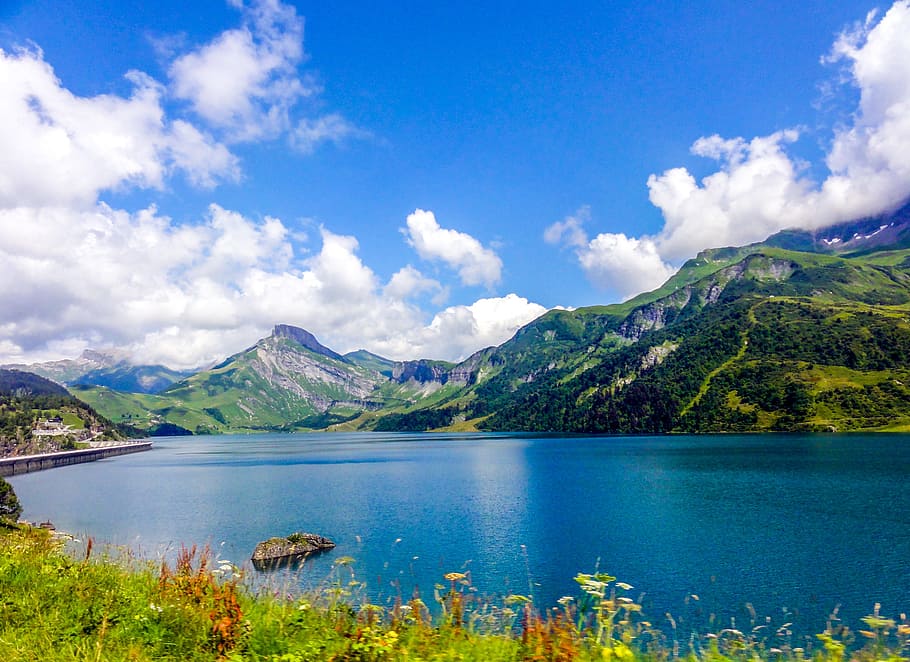 Blue Lake, Alps, lake, barage, lake roseland, dam of roseland, water retention, landscape, water, nature
