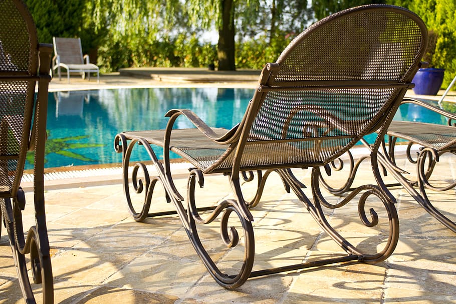 brown, pool lounge chair, pool background, pool, lounge chair, background, sunbeds, water, relax, luxury