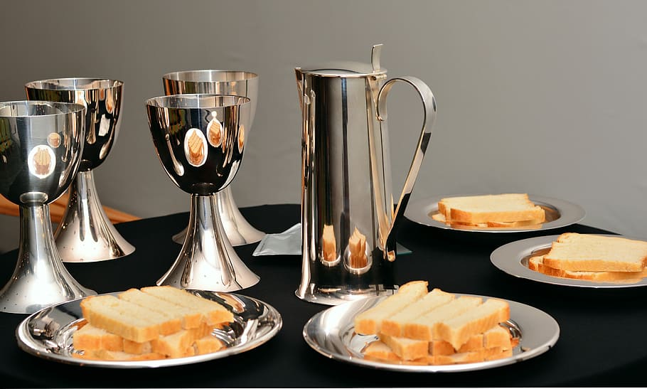 dishes on plate, last supper, the bread and wine, eucharist chalice, supper dishes, passion, celebration of holy communion, the breaking of bread, christian faith, church