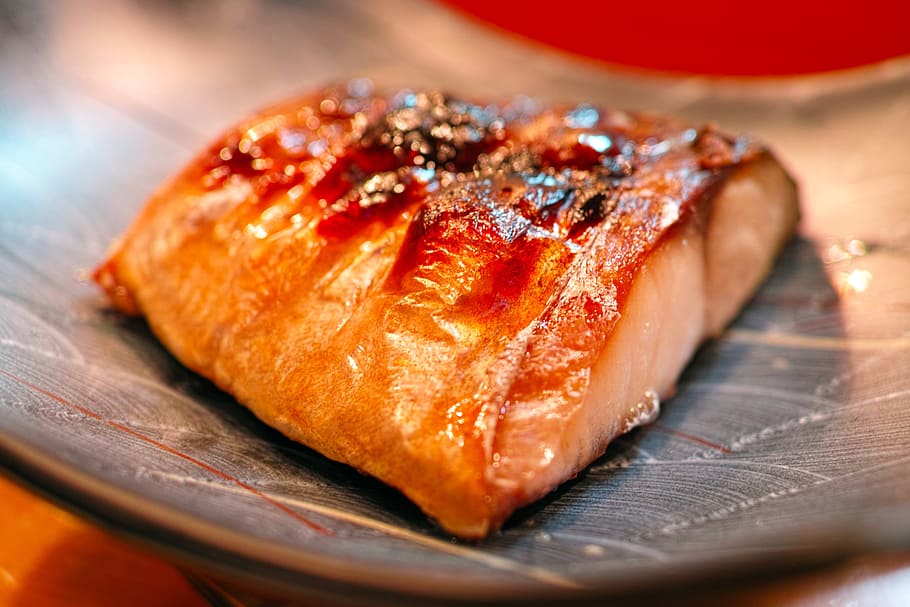 grelhado, atum, seletivo, fotografia com foco, Restaurante, Cozinha, Comida, Dieta, Peixe, pratos de peixe
