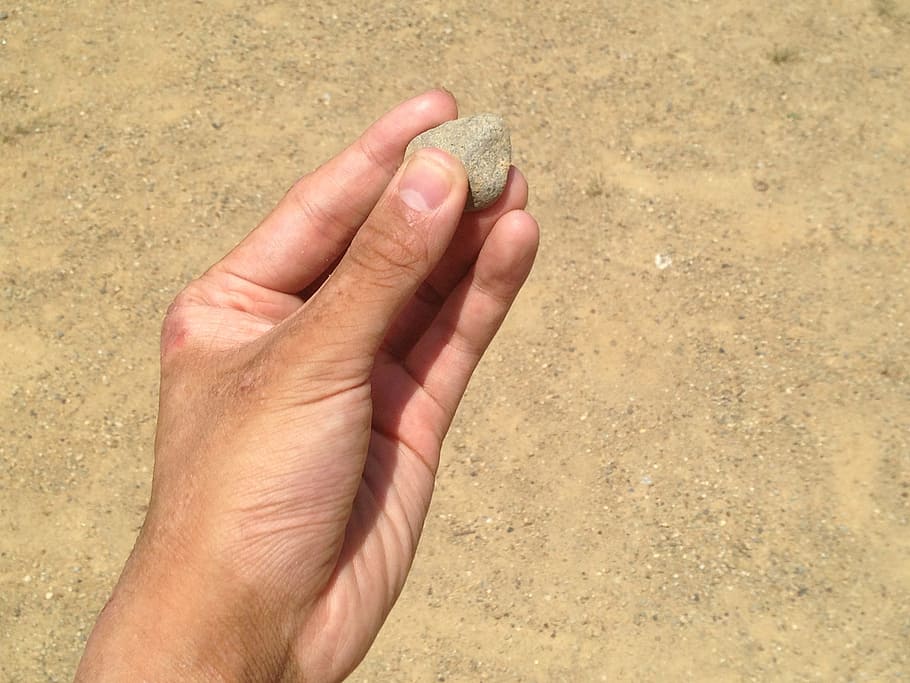 person, holding, brown, rock, Hand, Nail, Stone, Sand, Sandpit, possess