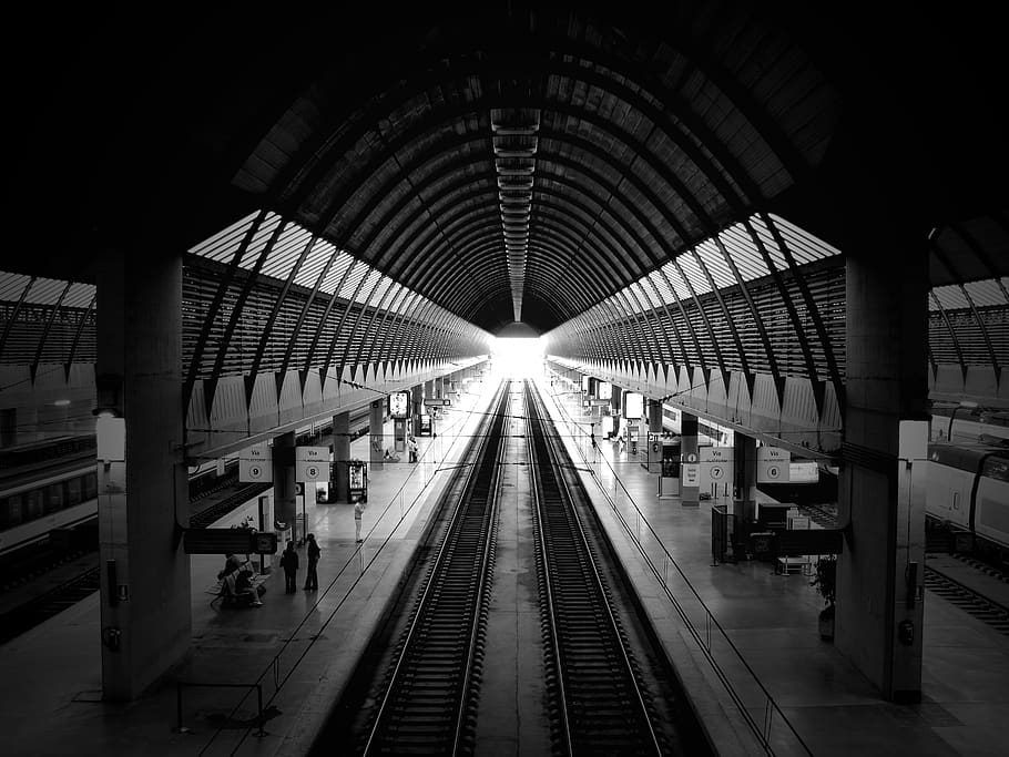 estação de trem de santa justa, preto e branco, monocromático, viagem, transporte, ferrovia, trilhos, construção, transporte ferroviário, arquitetura