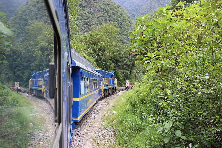 biru, kereta api, pohon, Peru, Machupicchu, Machu Picchu, tempat menarik, suci, inca, reruntuhan