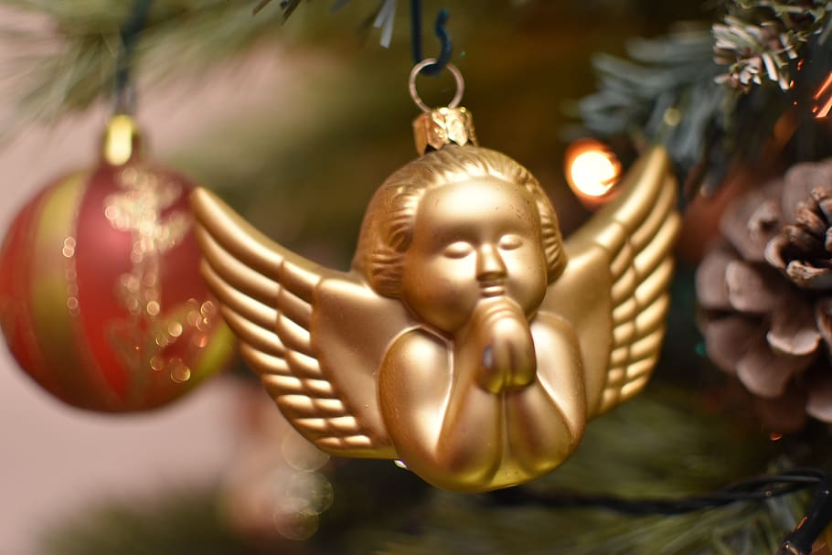 angel, tree, christmas, trees, decoration, fantasia, statue, holiday, light, magic