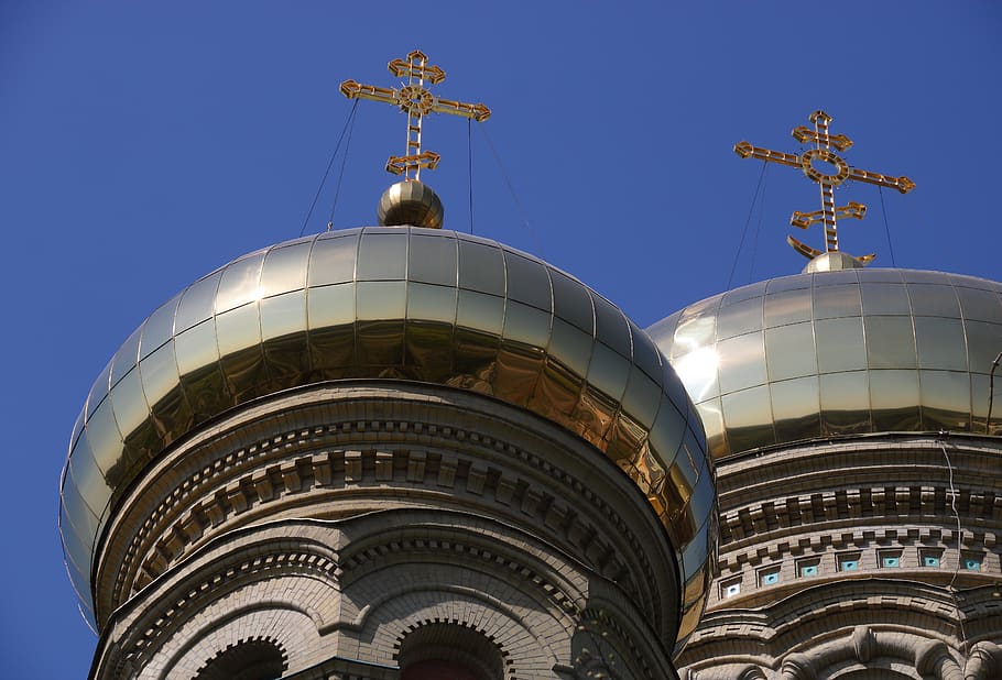 Latvia, Liepaja, Karosta, Katedral, Rusia, Ortodoks, kubah, bawang merah, atap, logam