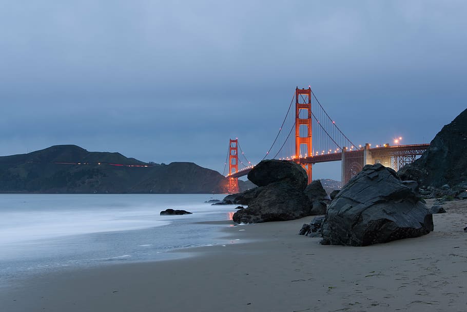 dourado, ponte do portão, são francisco califórnia, portão, ponte, infra-estrutura, mar, portão dourado, oceano, água