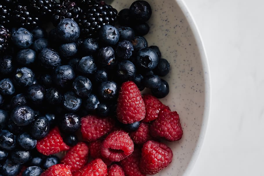 Blackberry, Blueberry, raspberry, buah-buahan, sehat, eco, berry, mangkuk, buah berry, buah