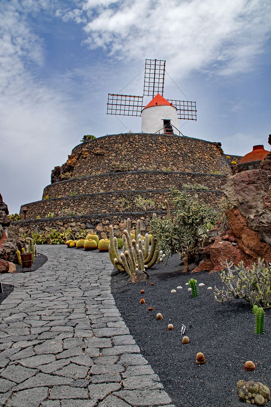 Jardin, De, Cacto, Lanzarote, Jardin de cactus, Espanha, atrações de África, guatiza, moinho de vento, lava