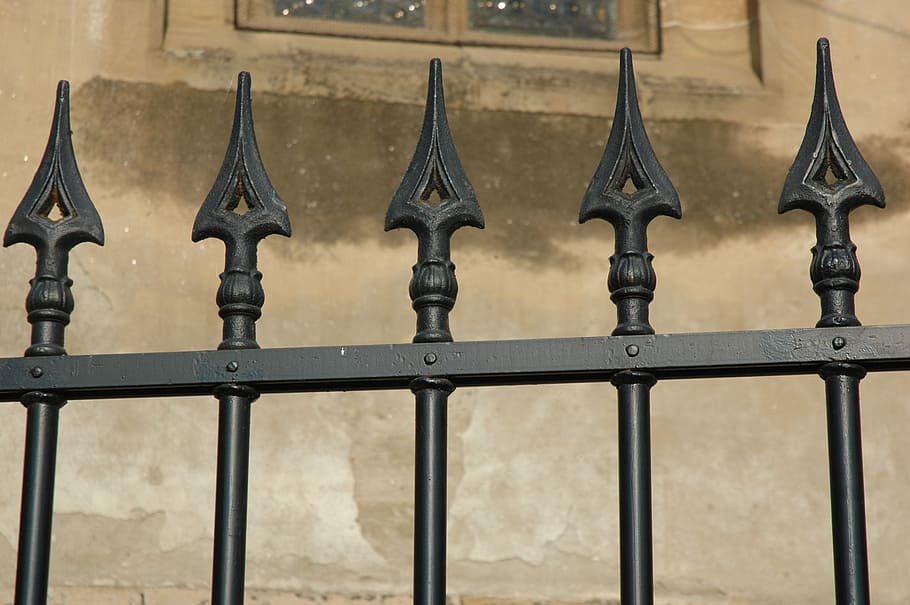 Iron, Fence, Spike, Metal, Old, Building, back, day, outdoors, close-up